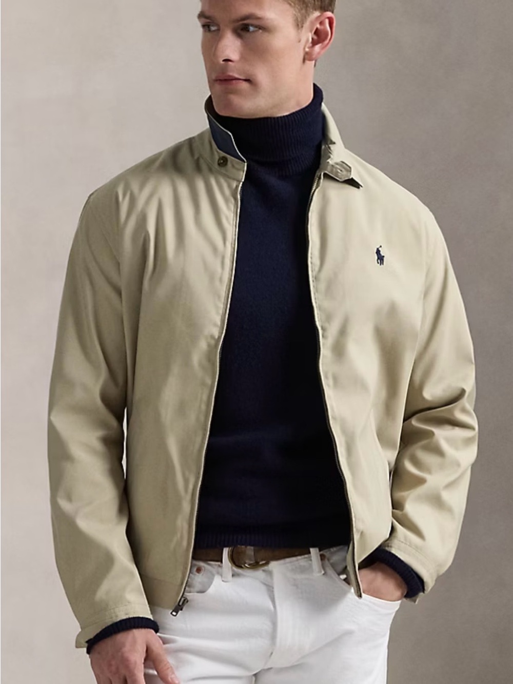 Polo by Ralph Lauren Men’s Khaki Windbreaker Jacket Lined Full Zip Sz XL NWT
